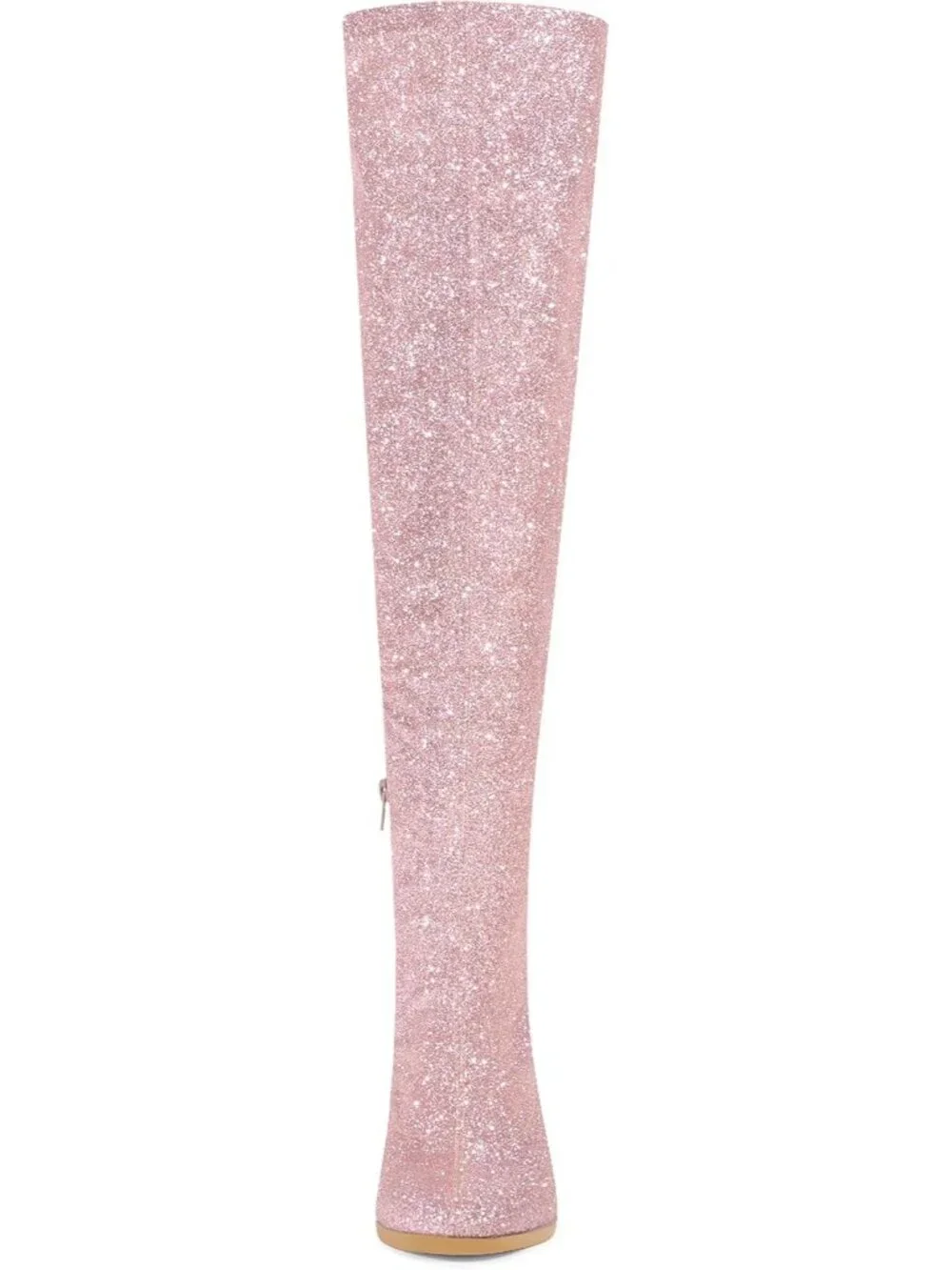Women's Pink Round Toe Chunky Heel Lace Up Synthetic Over The Knee High Boots